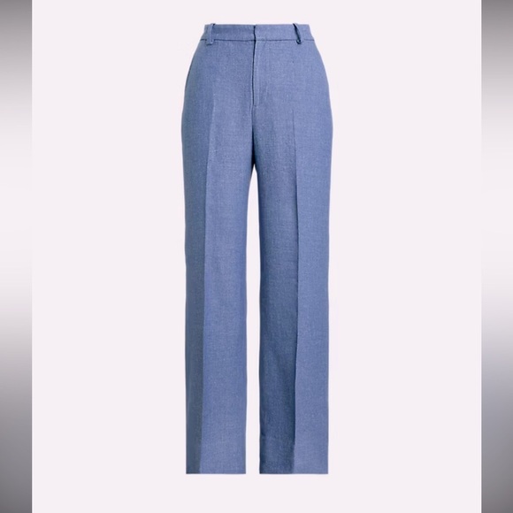 J. Crew size 6 new with tags chambray straight leg linen pants 27.5 inseam - Picture 1 of 6